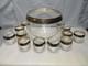 Vintage MCM Dorothy Thorpe Silver Wide Band Punch Bowl & 12 Roly Poly Cups S84JJ
