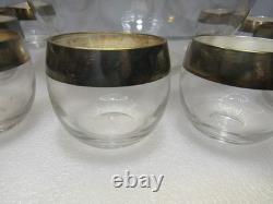 Vintage MCM Dorothy Thorpe Silver Wide Band Punch Bowl & 12 Roly Poly Cups S84JJ