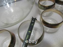 Vintage MCM Dorothy Thorpe Silver Wide Band Punch Bowl & 12 Roly Poly Cups S84JJ