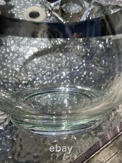 Vintage MCM Dorothy Thorpe Style 12 Roly Poly Glass Silver Fade Punch Bowl Caddy