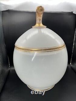 Vintage MCM French White Opaline Glass Punch Bowl / Tureen Apple / Pumpkin
