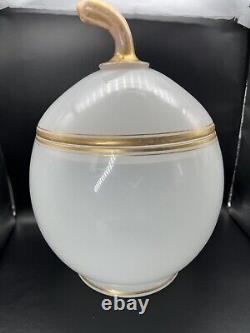 Vintage MCM French White Opaline Glass Punch Bowl / Tureen Apple / Pumpkin