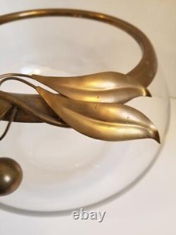 Vintage MCM Glass Punch/Fruit Bowl with Brass Cherry Rim 12 x 6 Unknown Brand