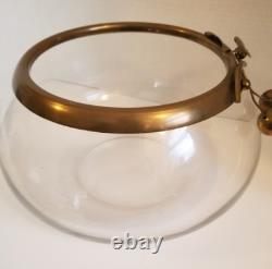Vintage MCM Glass Punch/Fruit Bowl with Brass Cherry Rim 12 x 6 Unknown Brand