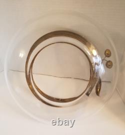 Vintage MCM Glass Punch/Fruit Bowl with Brass Cherry Rim 12 x 6 Unknown Brand