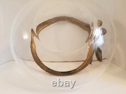 Vintage MCM Glass Punch/Fruit Bowl with Brass Cherry Rim 12 x 6 Unknown Brand