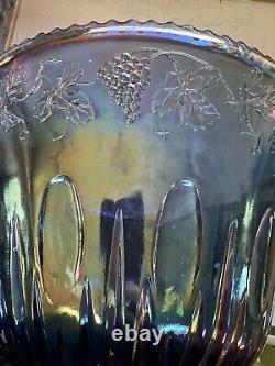 Vintage MCM Indiana Glass Iridescent Blue Carnival Glass 26pc Princess Punch Set