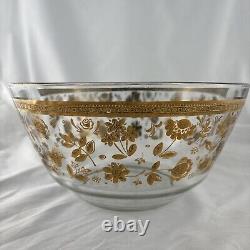 Vintage MCM Rare Culver Chantilly Set 22K Gold Punch Bowl + 11 Footed Glasses