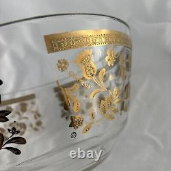 Vintage MCM Rare Culver Chantilly Set 22K Gold Punch Bowl + 11 Footed Glasses