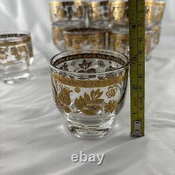 Vintage MCM Rare Culver Chantilly Set 22K Gold Punch Bowl + 11 Footed Glasses