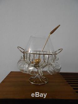 Vintage MCM Rare Federal Glass Danish Modern Punch Bowl Set