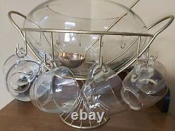 Vintage MCM Rare Federal Glass Danish Modern Punch Bowl Set