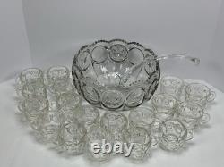 Vintage MCM Tiffin Franciscan Moon And Stars Punch Bowl Set With 18 Cups Ladle