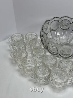 Vintage MCM Tiffin Franciscan Moon And Stars Punch Bowl Set With 18 Cups Ladle