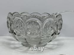 Vintage MCM Tiffin Franciscan Moon And Stars Punch Bowl Set With 18 Cups Ladle