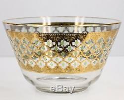 Vintage MID Century Culver Valencia Punch Bowl & 12 Glasses 22 Karat Gold