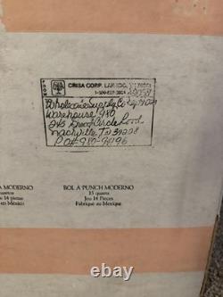 Vintage MODERNO Riekes Crisa 13 Pieces Crystal Punch Bowl and 12 Cups