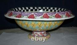 Vintage Mackenzie Childs Retired Large Pedestal Footed Punch Bowl 15 X 18 X 9