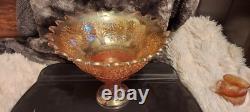Vintage Marigold Carnival Glass Punch Bowl Set 16-Piece Collection