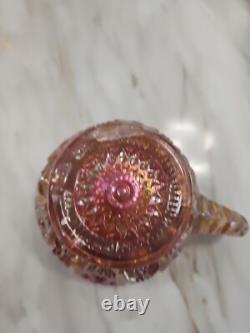 Vintage Marigold Carnival Glass Punch Bowl Set Of 14 Please Read