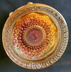 Vintage Marigold Carnival Glass Punch Bowl With Flared Pedestal Base 10Hx12W