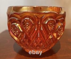 Vintage Marigold Carnival Glass Punchbowl with 12 cups and 8 Metal Hooks