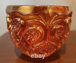 Vintage Marigold Carnival Glass Punchbowl with 12 cups and 8 Metal Hooks