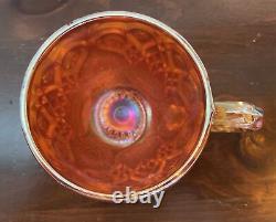 Vintage Marigold Carnival Glass Punchbowl with 12 cups and 8 Metal Hooks