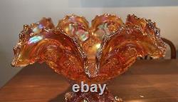 Vintage Marigold Carnival Glass Punchbowl with 12 cups and 8 Metal Hooks