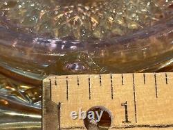 Vintage Marigold Carnival Glass Punchbowl with 12 cups and 8 Metal Hooks