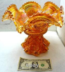 Vintage Marigold Carnival Iridescent Glass Punch Bowl Only FREE SHIPPING