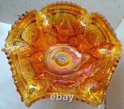 Vintage Marigold Carnival Iridescent Glass Punch Bowl Only FREE SHIPPING