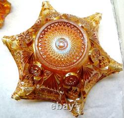 Vintage Marigold Carnival Iridescent Glass Punch Bowl Only FREE SHIPPING