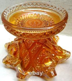 Vintage Marigold Carnival Iridescent Glass Punch Bowl Set 9-Cups FREE SHIPPING