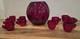 Vintage Martinsville Ruby Red Punch Bowl & Cups Set 11 Pc Art Deco Glass 1930s