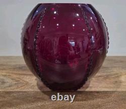 Vintage Martinsville Ruby Red Punch Bowl & Cups Set 11 Pc Art Deco Glass 1930s