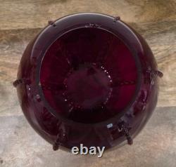 Vintage Martinsville Ruby Red Punch Bowl & Cups Set 11 Pc Art Deco Glass 1930s