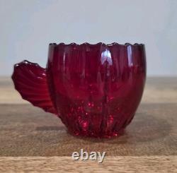 Vintage Martinsville Ruby Red Punch Bowl & Cups Set 11 Pc Art Deco Glass 1930s