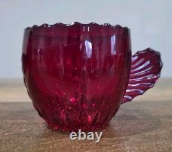 Vintage Martinsville Ruby Red Punch Bowl & Cups Set 11 Pc Art Deco Glass 1930s