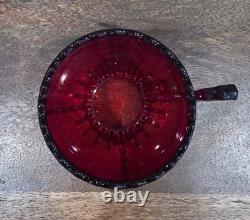 Vintage Martinsville Ruby Red Punch Bowl & Cups Set 11 Pc Art Deco Glass 1930s