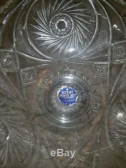Vintage McKee Aztec 14 pc EAPG Punch Bowl & Stand with 12 Cups