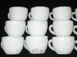 Vintage McKee Concord White Milk Glass Punch Bowl Pedestal 18 Cups