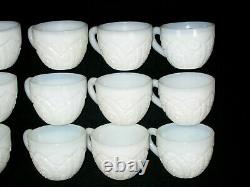 Vintage McKee Concord White Milk Glass Punch Bowl Pedestal 18 Cups