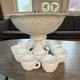 Vintage McKee Concord White Milk Glass Punch Bowl Set with 11 Cups