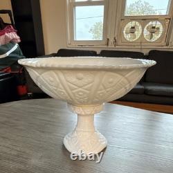 Vintage McKee Concord White Milk Glass Punch Bowl Set with 11 Cups