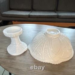 Vintage McKee Concord White Milk Glass Punch Bowl Set with 11 Cups