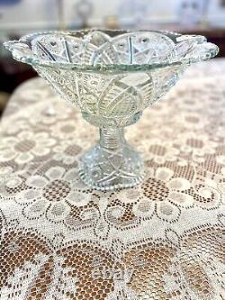 Vintage McKee Glass THE CONCORD Clear Punch Bowl And Stand 12in Wide 10in Tall