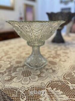 Vintage McKee Glass THE CONCORD Clear Punch Bowl And Stand 12in Wide 10in Tall