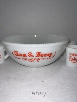 Vintage McKee Hazel Atlas Tom And Jerry Punch Bowl Eggnog Set With 10 Cups Mugs