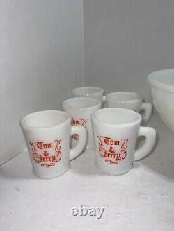 Vintage McKee Hazel Atlas Tom And Jerry Punch Bowl Eggnog Set With 10 Cups Mugs